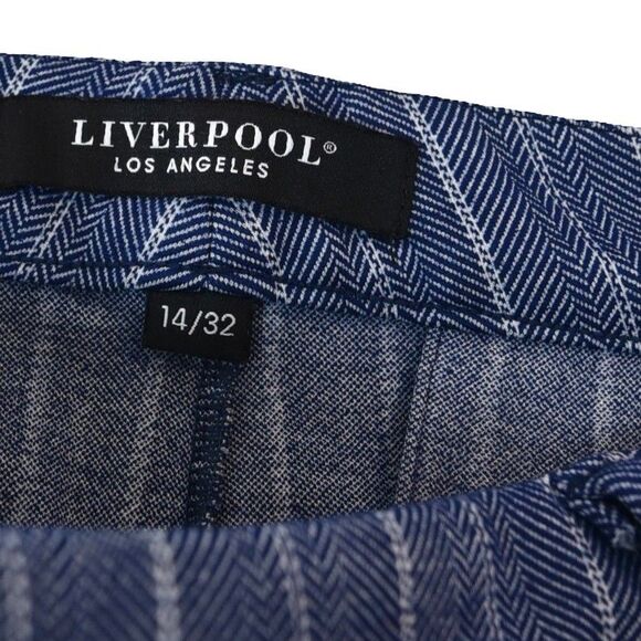 Liverpool Blue Herringbone Pants Womens 14x 28 Career Soft Tailored Office - Picture 6 of 11